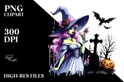 Witch Dressed Halloween | Sublimation Clipart Product Image 1