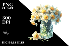 Washed Narcissus Jar Sublimation Clipart Product Image 2