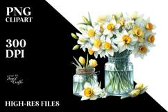 Washed Narcissus Jar Sublimation Clipart Product Image 2