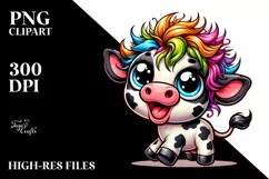 Colorful Cow Cartoon Sublimation Clipart Product Image 1