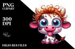 Colorful Cow Cartoon Sublimation Clipart Product Image 1