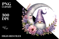 Cute GNOME with Floral Frame PNG Product Image 2