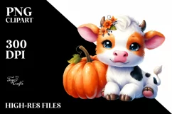 Cute Baby Cow Pumpkin | Sublimation Clipart Product Image 1