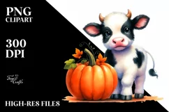 Cute Baby Cow Pumpkin | Sublimation Clipart Product Image 1