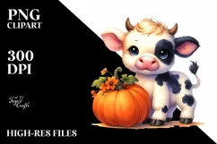 Cute Baby Cow Pumpkin | Sublimation Clipart Product Image 1