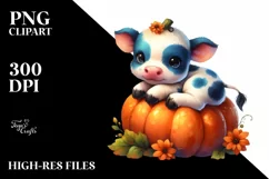 Cute Baby Cow Pumpkin | Sublimation Clipart Product Image 1