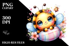 Colorful Watercolor Smiling Cute Baby Bee PNG Product Image 2