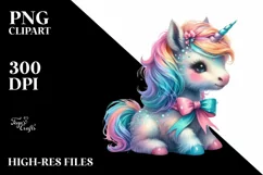 Colorful Baby Unicorn PNG Product Image 3