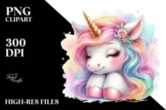 Colorful Baby Unicorn PNG Product Image 1