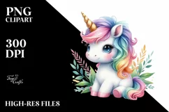 Colorful Baby Unicorn PNG Product Image 3