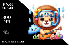 Baby Lion Guitar PNG Product Image 2