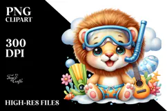 Baby Lion Guitar PNG Product Image 2
