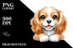 Happy Cute Cocker Spaniel Watercolor PNG Product Image 2