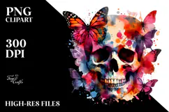 Colorful Grunge Skull PNG Product Image 2