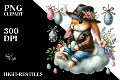 Bunny with Leather Jeans and Vintage Hat PNG Product Image 2