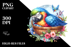 Colorful Cute Macaw Sleeping Cradle | Clipart Product Image 2