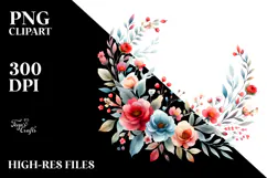 Colorful Washed Watercolor Frame, Lily Flowers, PNG Product Image 2