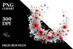 Colorful Washed Watercolor Frame, Lily Flowers, PNG Product Image 2