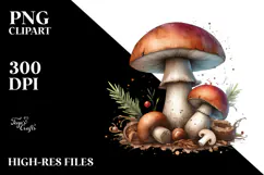 Pastel Wooden Mushroom PNG Product Image 2