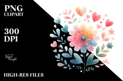 Simple Boho Hearts Flower, PNG Product Image 2