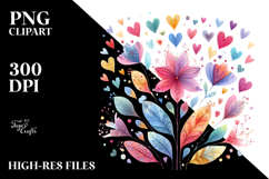 Simple Boho Hearts Flower, PNG Product Image 2