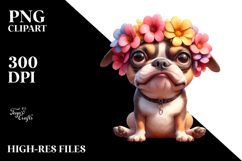 Goofy Cartoon Dog with Flower Crown, PNG Product Image 2
