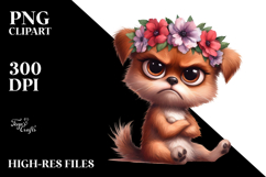 Goofy Cartoon Dog with Flower Crown, PNG Product Image 2