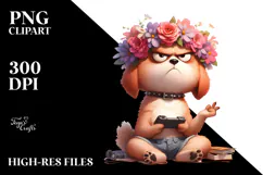 Exaggerated Dog with Flower Crown, Transparent PNG Product Image 2