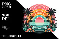Retro Rainbow Sunset Clipart Tshirt, 20 oz Tumbler Product Image 2