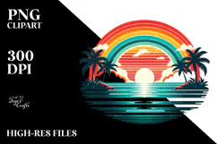 Retro Rainbow Sunset Clipart Tshirt, 20 oz Tumbler Product Image 2