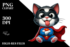 Cartoony Cat with Superhero Cape PNG Product Image 2