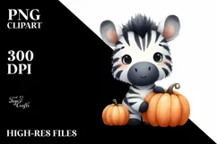 Cute Watercolor Funny Baby Zebra Clipart Product Image 3