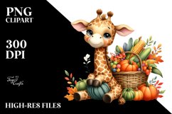 Quirky Baby Giraffe with Vegetables | Sublimation | Clipart Product Image 1