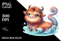 Playful Ox Baby Swimming | Sublimation | Clipart Product Image 1