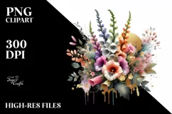 Colorful Bouquet with Foxglove | Sublimation | Clipart Product Image 3