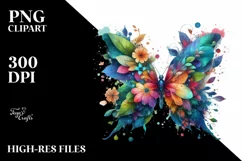 Butterfly with Flowers, Transparent PNG Product Image 3