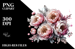 Material Peonies with Metallic Insertions PNG Product Image 2