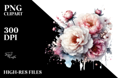 Material Peonies with Metallic Insertions PNG Product Image 2