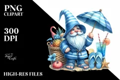 Beach Gnome Azur Watercolor Sticker Clipart Product Image 1