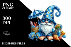 Beach Gnome Azur Watercolor Sticker Clipart Product Image 1