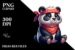 Silly Cartoon Panda Sitting PNG Product Image 2