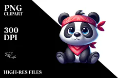 Silly Cartoon Panda Sitting PNG Product Image 2