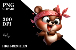 Cute Bear with Bandana, Over-the-Top Excitement PNG Product Image 2