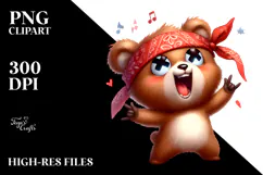 Cute Cartoon Bear with Bandana PNG Product Image 2