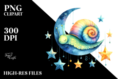 Vibrant Wimsical Snail Sleeping on the Moon Product Image 2