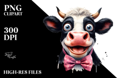 Funny Cow with Bow PNG Product Image 2