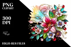 Watercolor Luxury Flower Splash Clipart Product Image 1