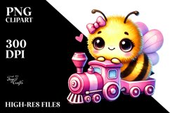 Colorful Baby Bee with Small Train PNG Product Image 2
