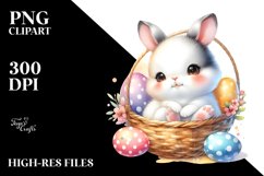 Colorful Rabbit Baby in Egg Basket | Sublimation | Clipart Product Image 3