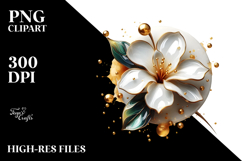 Abstract Gardenia Watercolor Splash PNG Product Image 2